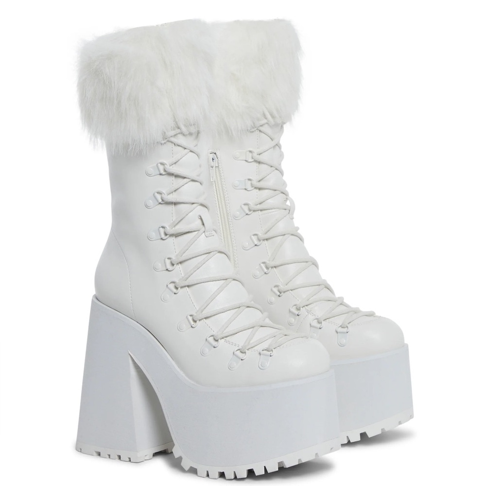 Women's White Platform Boots